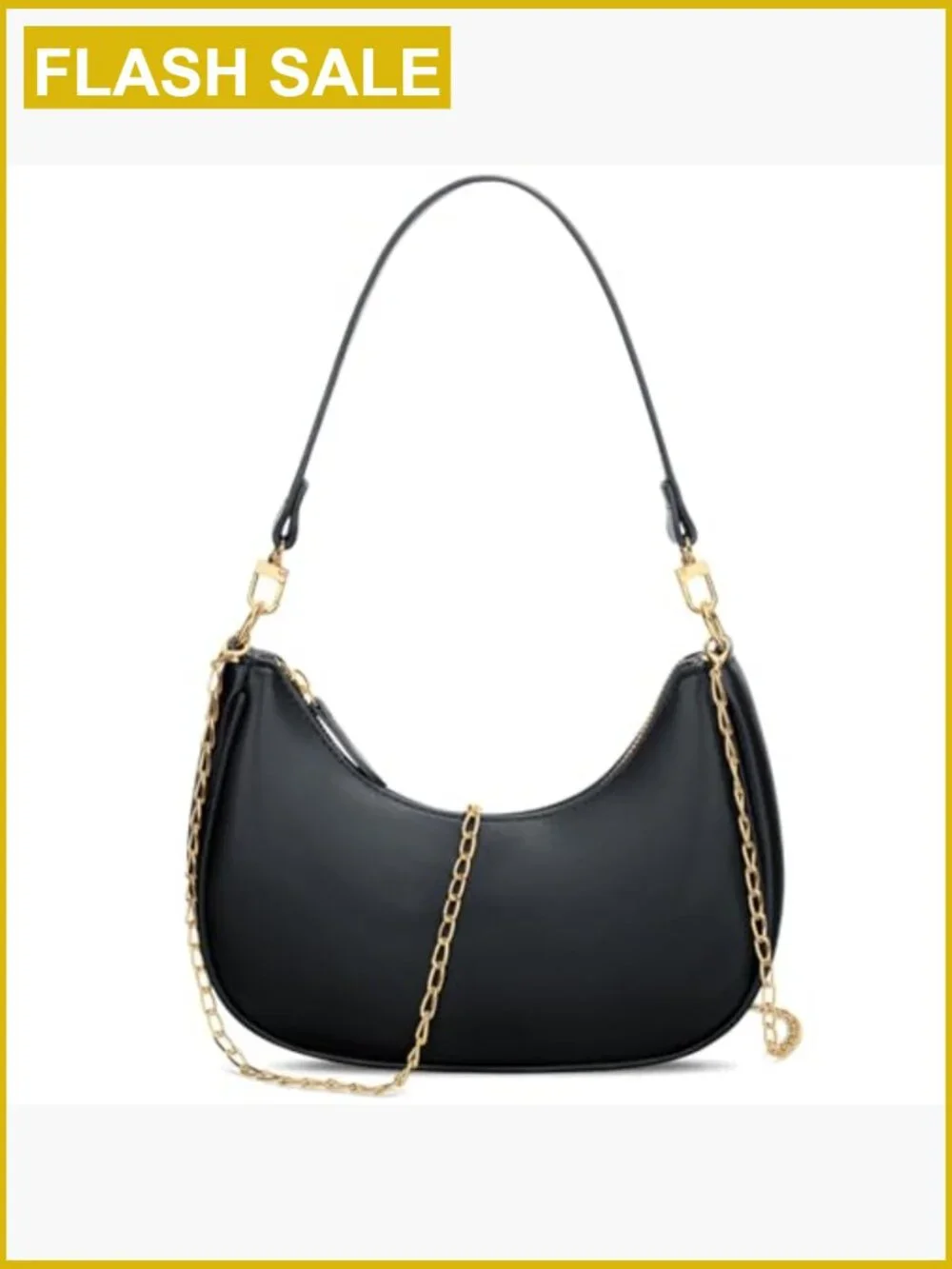 Vegan Leather Crescent Hobo Crossbody Bag - Women's Shoulder Purse - Detachable